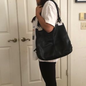 black leather shoulder bag